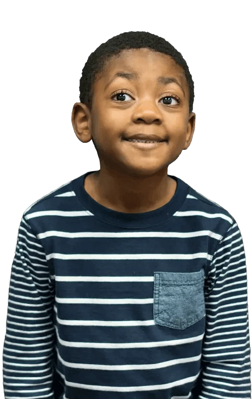 Smiling boy in a striped shirt